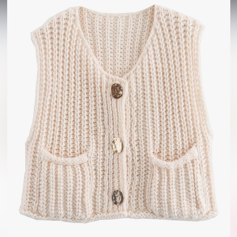 ARSSM Women Cute Sweater Vest Old Aesthetic Sleeveless Sz M Women - Picture 3 of 6